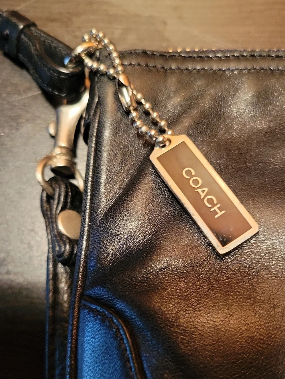 Vintage Coach Black Soft Glove-Tanned Leather Shoulder Bag #8314